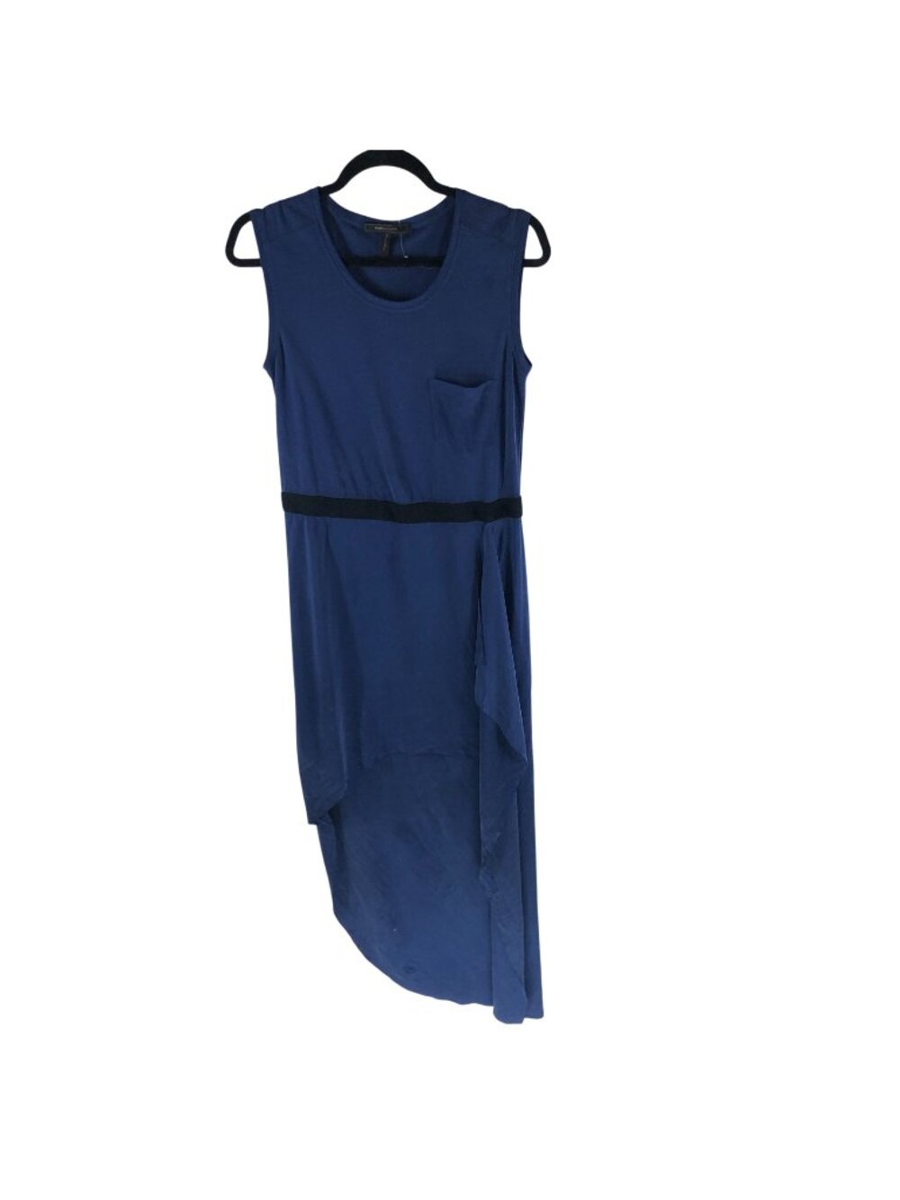 BCBGMAXAZRIA Blue Sleeveless Asymmetrical Dress XS Modal Blend